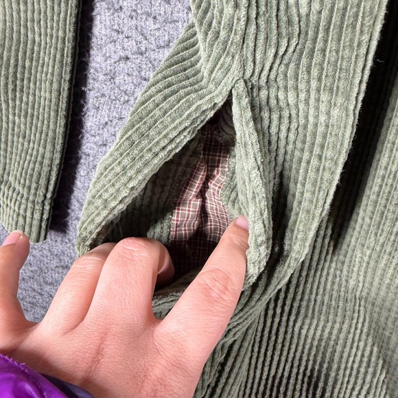 Vintage L.L. Bean Wide Wale Corduroy Button Dress Womens 18 Green cottagecore - Picture 3 of 9